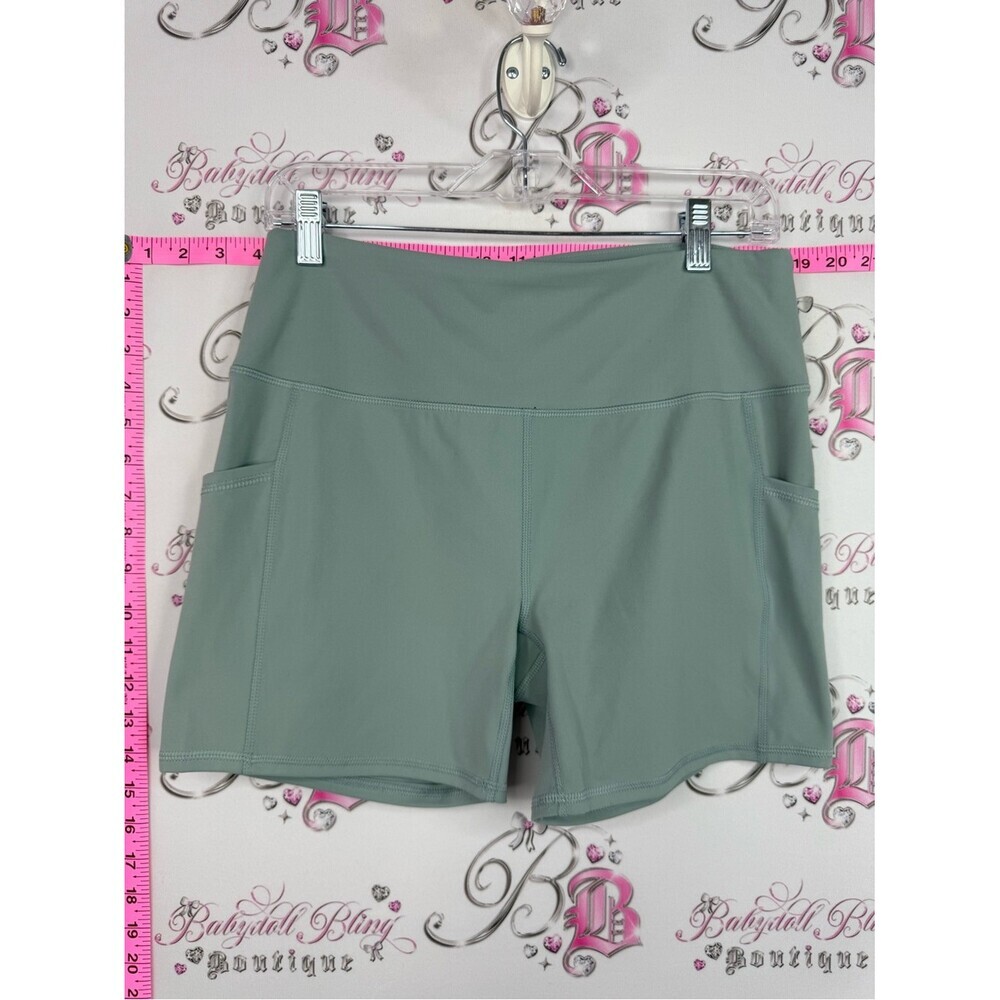 RBX shorts Sage Green High-Rise Bike Shorts with Side Pockets